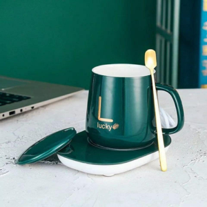Shopoffers "Lucky" Constant Temperature Mug Set | Electric Beverage Warmer & Ceramic Cup