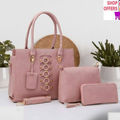 Shopoffers Rose Luxe 3-Piece Handbag Set | Elegant Tote, Crossbody & Wallet Collection